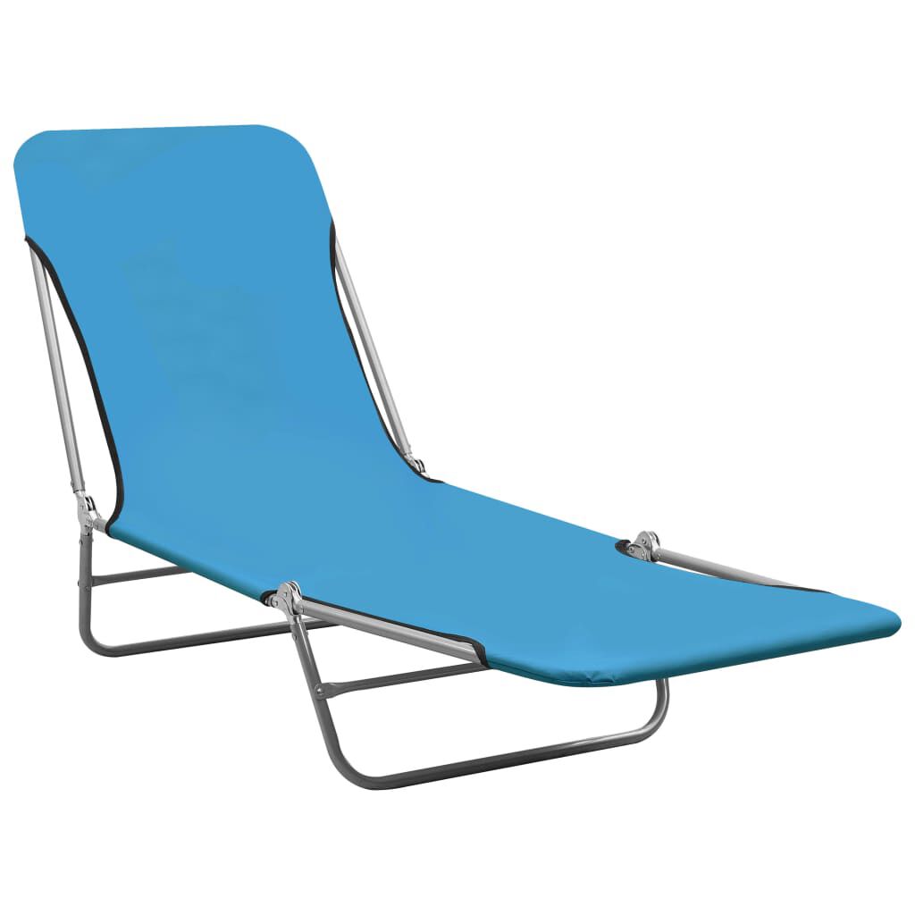 vidaXL Folding Sun Loungers 2 pcs Steel and Fabric Blue
