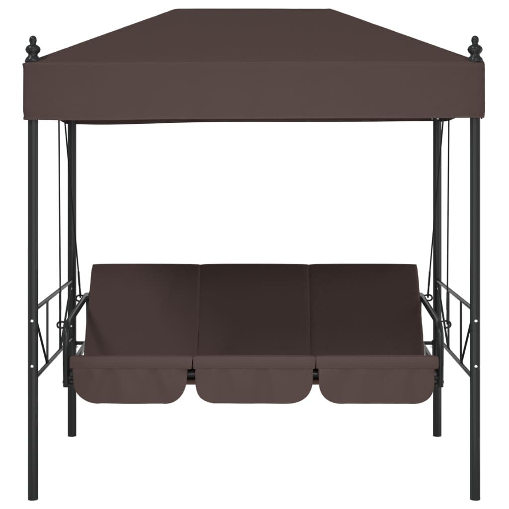 vidaXL Garden Swing Bench with Canopy Coffee Brown Steel