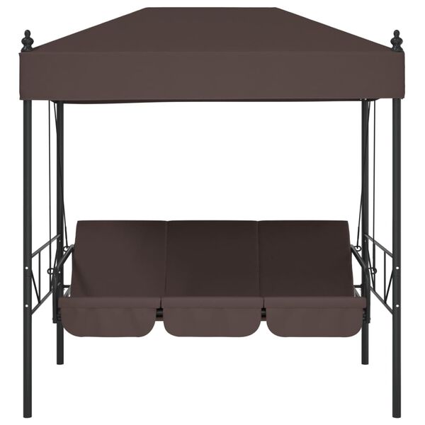 vidaXL Garden Swing Bench with Canopy Coffee Brown Steel
