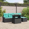vidaXL Garden Sofa Set with Cushion 6 pcs Black Poly rattan