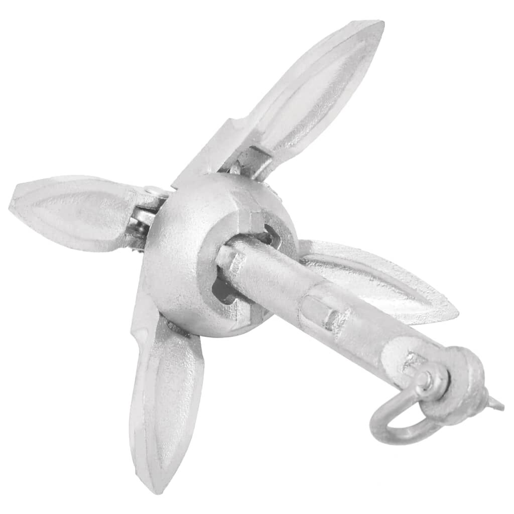 vidaXL Folding Anchor Silver 0.7 kg Hot Dip Galvanized Cast Iron
