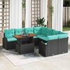 vidaXL Garden Sofa Set with Cushion with Storage 9 pcs Black and blue