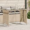 vidaXL Garden Table with Glass Top Beige 110x68x70 cm Poly Rattan