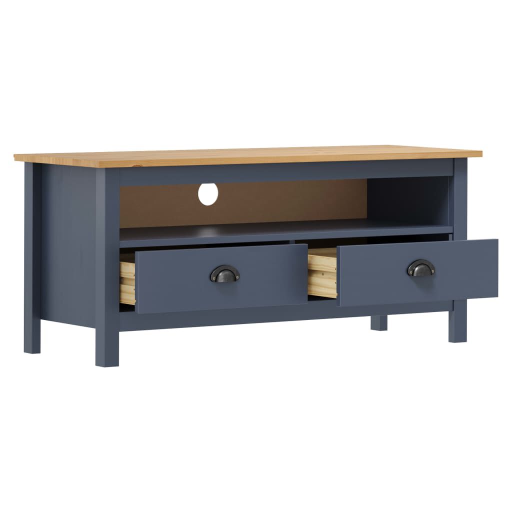 vidaXL TV Cabinet Hill Grey 110x40x47 cm Solid Pine Wood