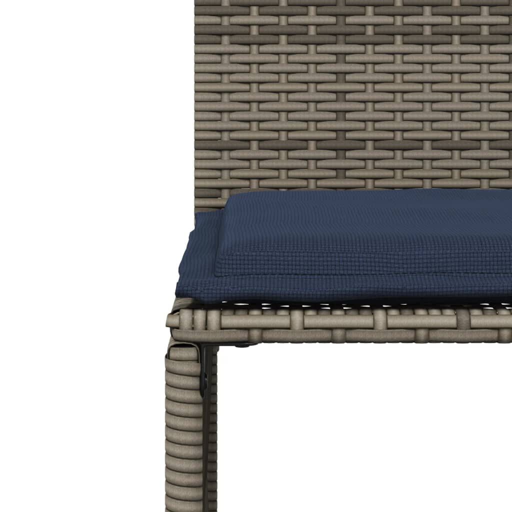 vidaXL 7 Piece Garden Dining Set with Cushions Grey Poly Rattan
