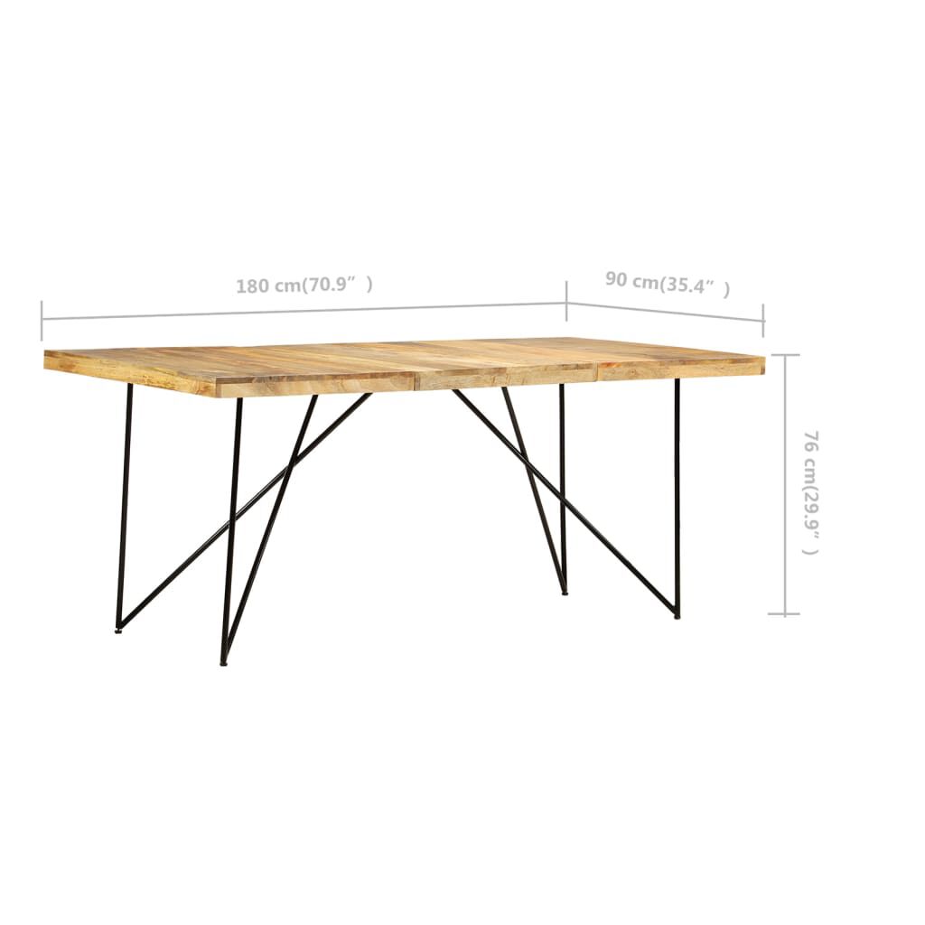 vidaXL Dining Table 180x90x76 cm Solid Mango Wood