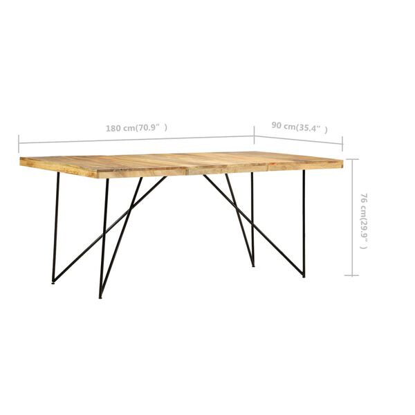 vidaXL Dining Table 180x90x76 cm Solid Mango Wood