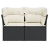 vidaXL Garden Sofa with Cushions 2-Seater Black Poly Rattan