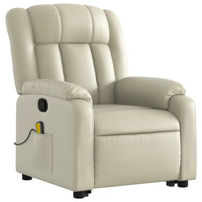 vidaXL Stand up Massage Recliner Chair Cream Faux Leather