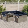 vidaXL Garden Sofa Set with Storage 9 pcs Grey Poly Rattan