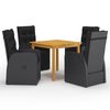 vidaXL 5 Piece Garden Dining Set Black