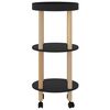 vidaXL 3-tier Trolley Black 38x38x82cm Engineered Wood&Solid Wood Pine