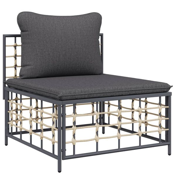 vidaXL 6 Piece Garden Lounge Set with Cushions Anthracite Poly Rattan