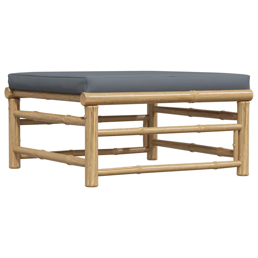 vidaXL Garden Footrest with Dark Grey Cushion Bamboo