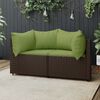 vidaXL Garden Corner Sofas with Cushions 2 pcs Brown Poly Rattan