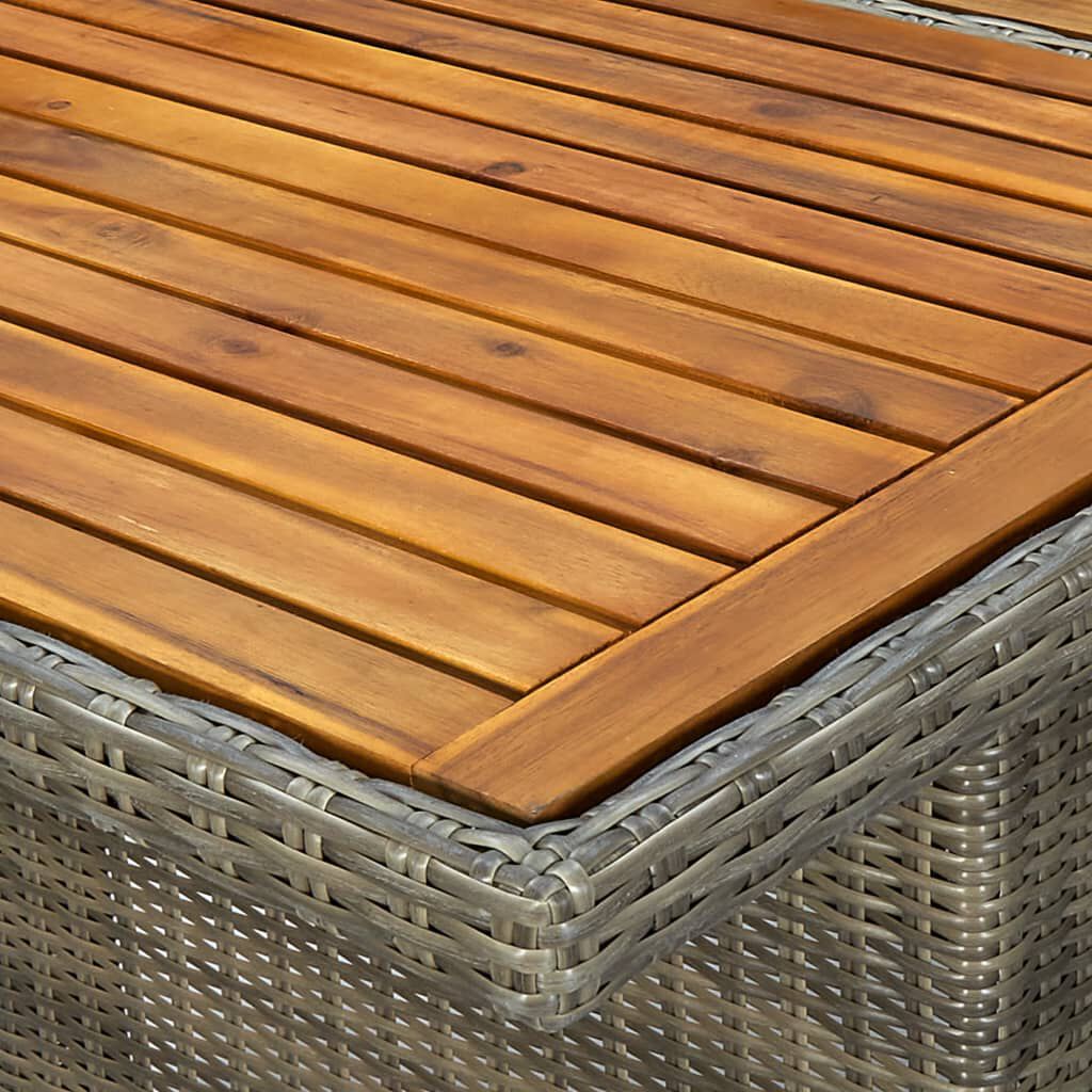vidaXL Garden Table Brown Poly Rattan and Solid Acacia Wood