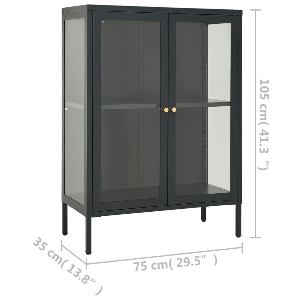 vidaXL Sideboard Anthracite 75x35x105 cm Steel and Glass