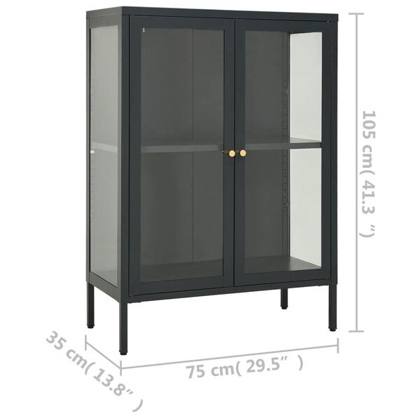 vidaXL Sideboard Anthracite 75x35x105 cm Steel and Glass
