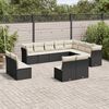 vidaXL 12 Piece Garden Sofa Set with Cushions Black Poly Rattan
