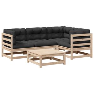 vidaXL 5 Piece Garden Sofa Set with Cushions Solid Wood Pine