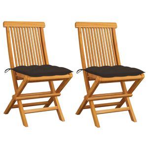 vidaXL Garden Chairs with Taupe Cushions 2 pcs Solid Teak Wood