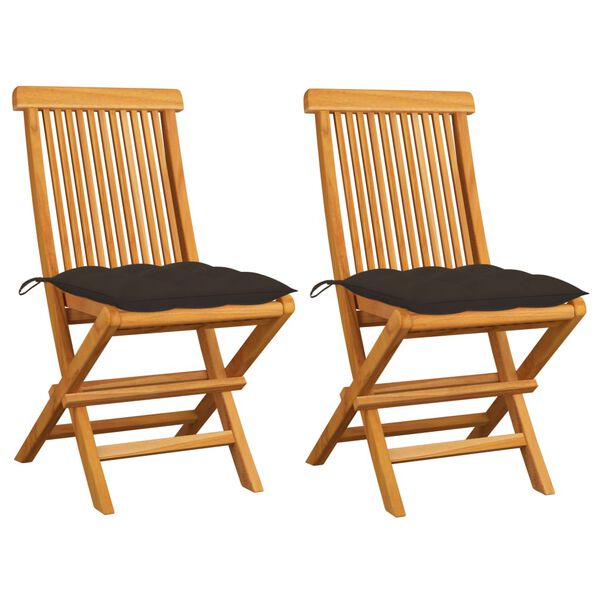 vidaXL Garden Chairs with Taupe Cushions 2 pcs Solid Teak Wood