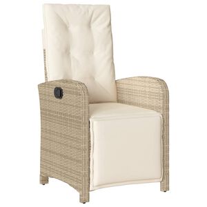 vidaXL Reclining Garden Chair with Footrest Beige Poly Rattan