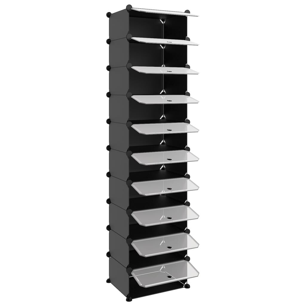 vidaXL Shoe Rack Black 44x32x174 cm PP