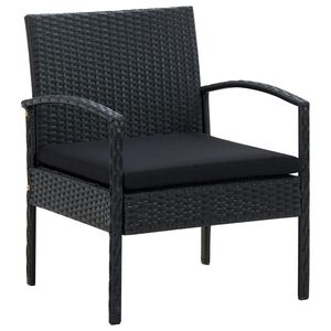 vidaXL Garden Chair with Cushion Poly Rattan Black