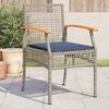 vidaXL Garden Chairs with Cushions 4 pcs Grey Poly Rattan Acacia Wood