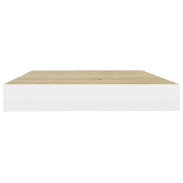 vidaXL Floating Wall Shelves 2 pcs Oak and White 40x23x3.8 cm MDF