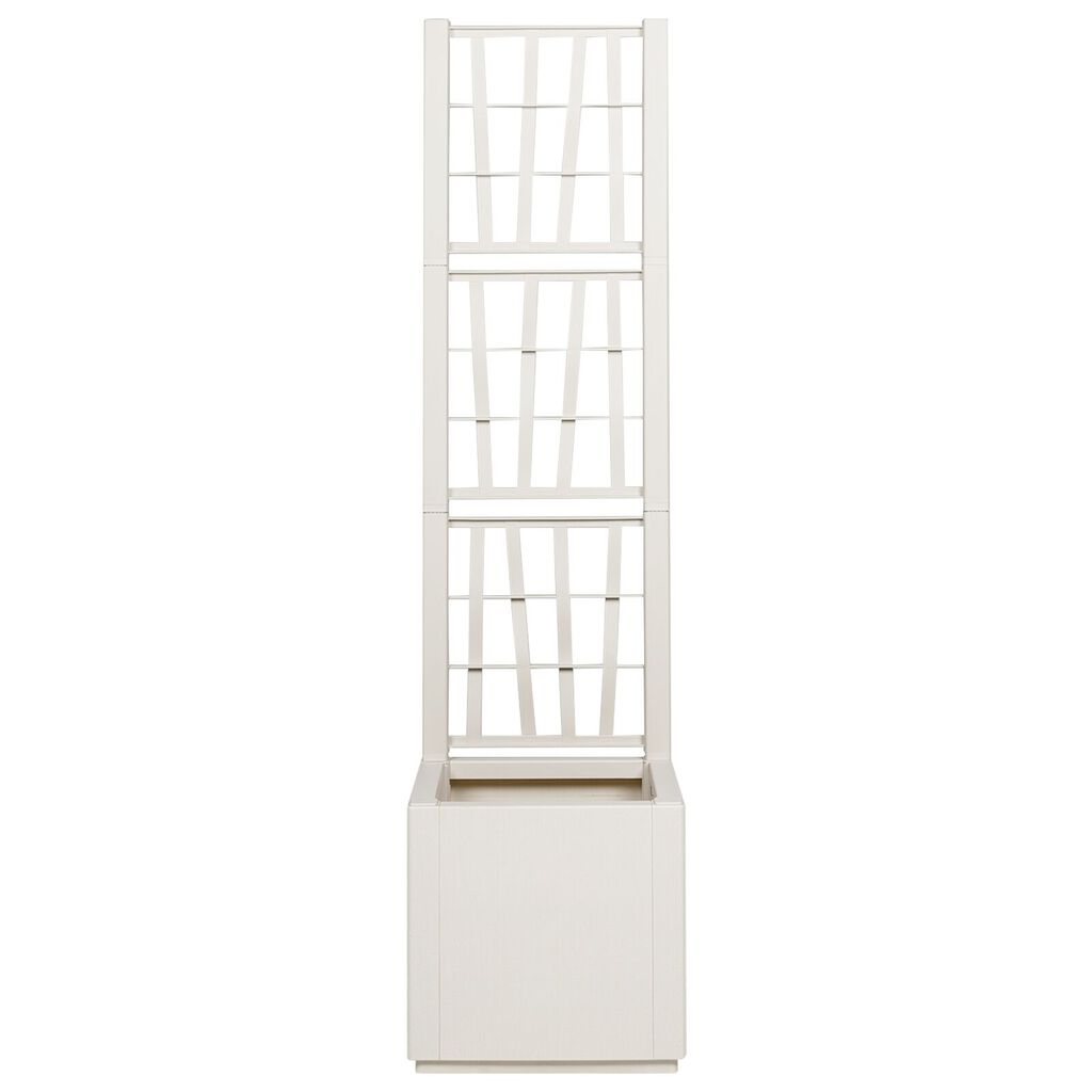 vidaXL Garden Planter with Trellis White 36x36x140 cm PP