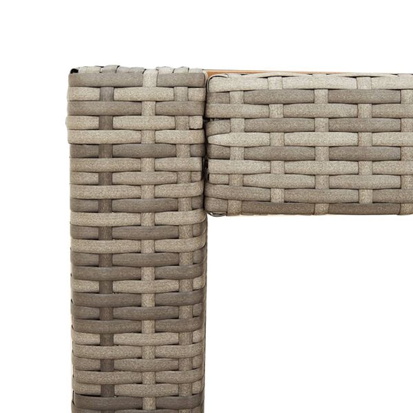 vidaXL Garden Side Table with Wooden Top Grey 60x40x75 cm Poly Rattan
