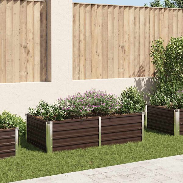 vidaXL Raised Garden Bed 160x80x45 cm Galvanised Steel Brown