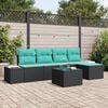 vidaXL Garden Sofa Set with Cushion 6 pcs Black Poly Rattan
