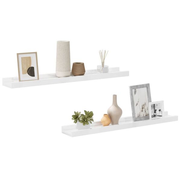 vidaXL Wall Shelves 2 pcs High Gloss White 60x9x3 cm