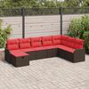 vidaXL Sofa Set with Cushion Manual 8 pcs Brown and Red Poly Rattan