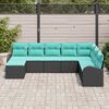 vidaXL Garden Sofa Set 8 pcs Black and turquoise Poly rattan