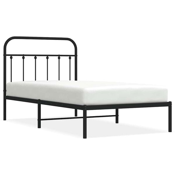 vidaXL Metal Bed Frame without Mattress with Headboard Black 100x190cm