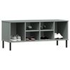 vidaXL Shoe Rack with Metal Legs Grey 106x35x45 cm Solid Wood OSLO