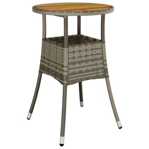 vidaXL Garden Table Ø60x75 cm Acacia Wood and Poly Rattan Grey