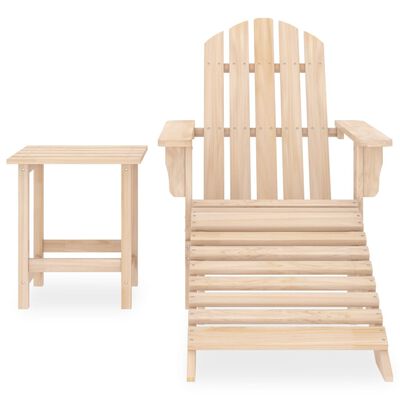 vidaXL Garden Adirondack Chair with Ottoman and Table Solid Fir Wood