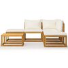 vidaXL 6 Piece Garden Lounge Set with Cushion Cream Solid Acacia Wood