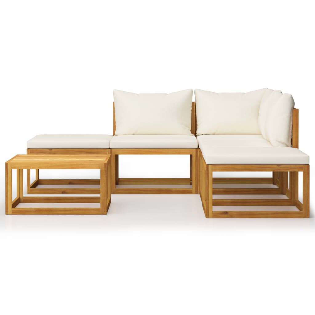 vidaXL 6 Piece Garden Lounge Set with Cushion Cream Solid Acacia Wood