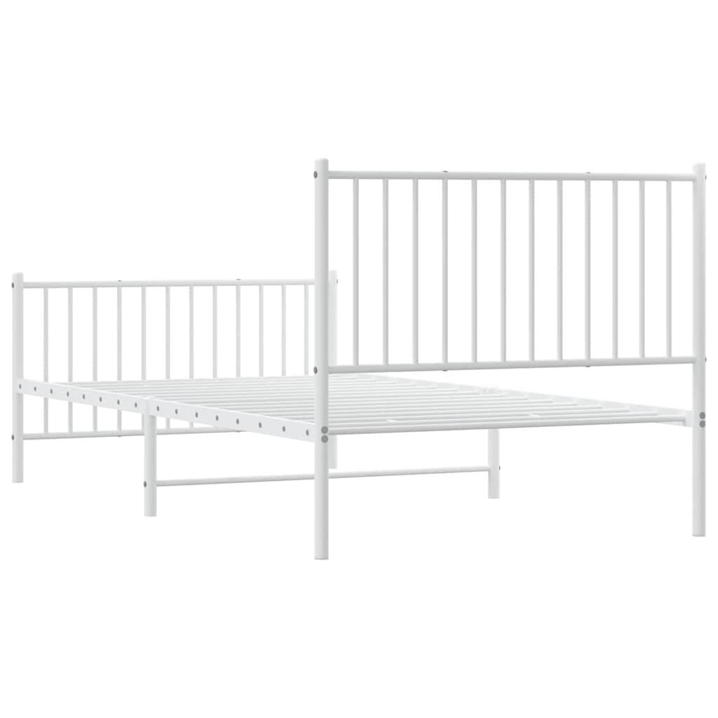 vidaXL Metal Bed Frame without Mattress with Footboard White 100x200cm
