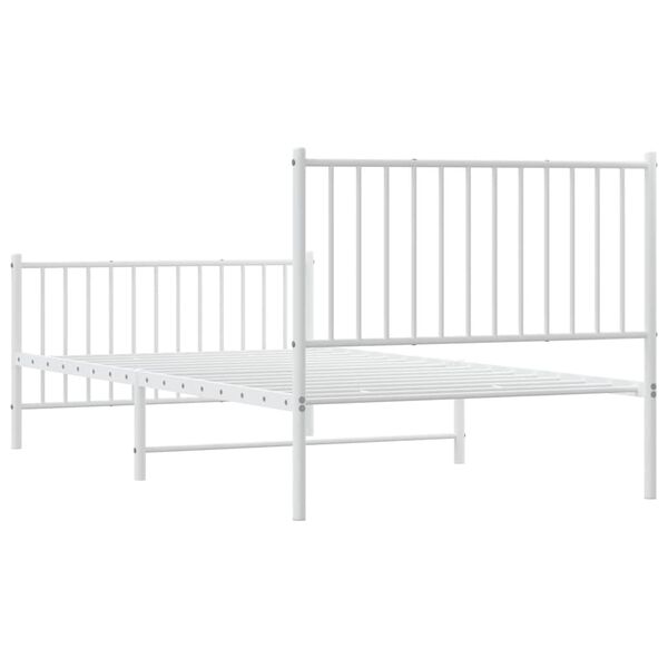 vidaXL Metal Bed Frame without Mattress with Footboard White 100x200cm