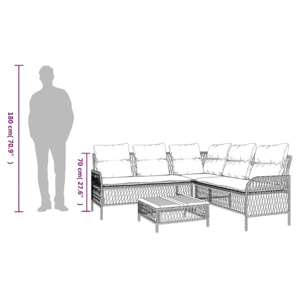vidaXL 2 Piece Garden Sofa Set with Cushions Black Poly Rattan