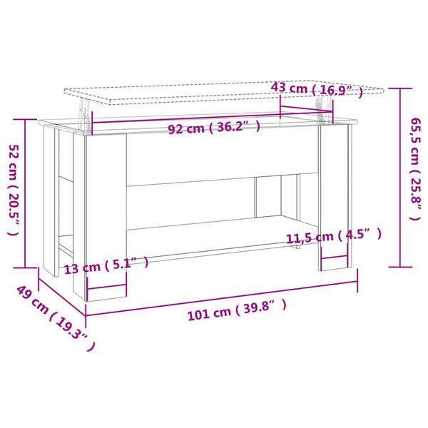 vidaXL Coffee Table High Gloss White 101x49x52 cm Engineered Wood