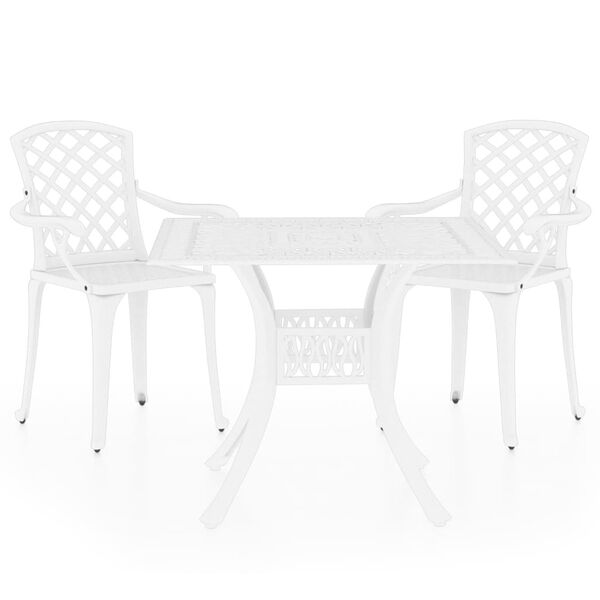 vidaXL 3 Piece Bistro Set Cast Aluminium White
