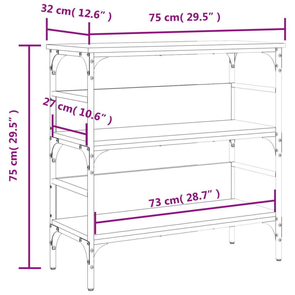 vidaXL Console Table Smoked Oak 75x32x75 cm Engineered Wood